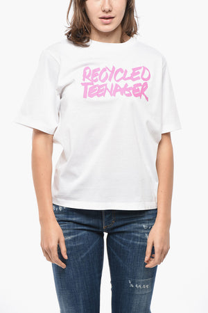 Crewneck T-Shirt EASY FIT Solid With Contrast Print
