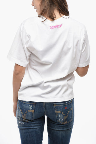 라운드넥 티셔츠 EASY FIT 단색 대비 프린트