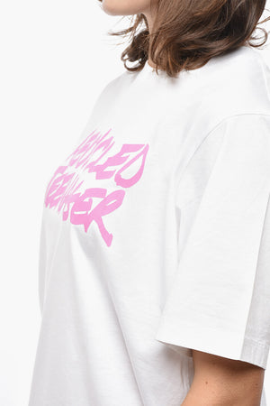 Crewneck T-Shirt EASY FIT Solid With Contrast Print