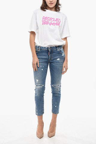 Jeans Cropped-Fit TWIGGY verziert mit Strass 15 cm