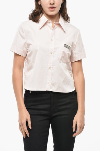 Cropped Fit Short-Sleeve Shirt with Pocket
