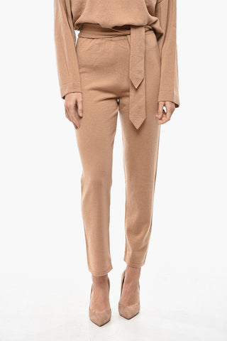 Pantaloni in Puro Cashmere con Cintura in Maglia