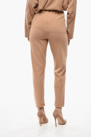 Pantaloni in Puro Cashmere con Cintura in Maglia