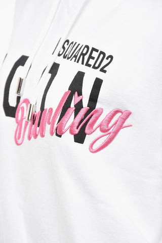 Garment-Dyed Cotton Hoodie D2 DARLING with Print and Embroidery