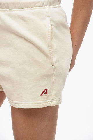 Shorts In Cotone Garzato con Elastico in Vita