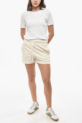 Shorts In Cotone Garzato con Elastico in Vita