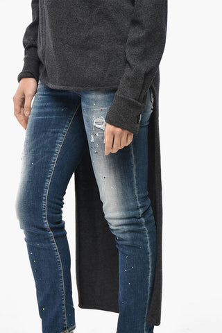 Wool-Blend High-Neck Knit with Asymmetric Design