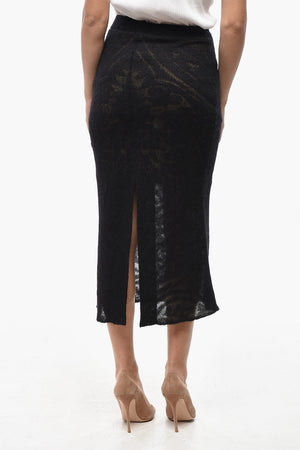 Jacquard-Knit Midi Skirt With Back Slit