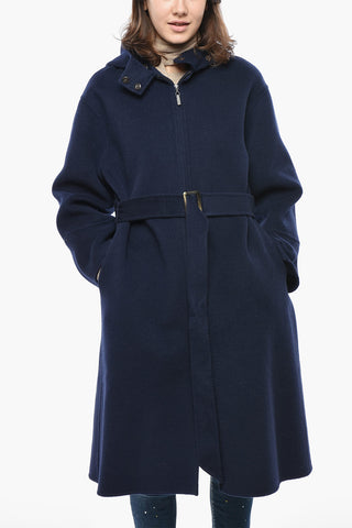 EMPORIO Cappotto Full Zip con Cappuccio e Cintura