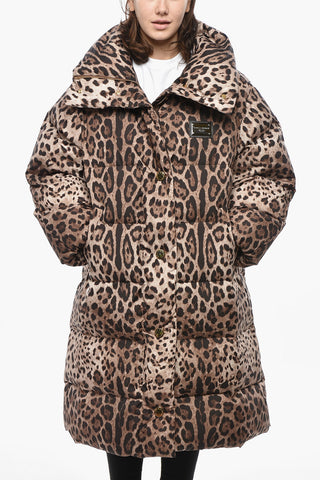 Giubbotto Puffer Oversized con Motivo Animalier