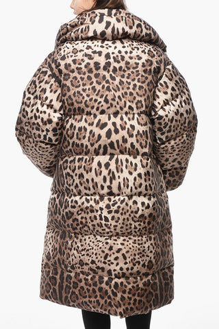 Animal Patterned Oversized Puffer Jacket