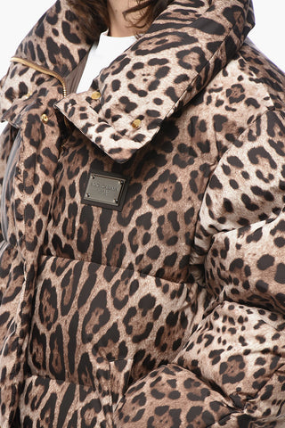 Animal Patterned Oversized Puffer Jacket