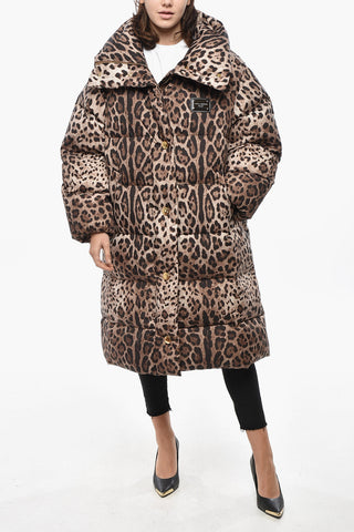 Giubbotto Puffer Oversized con Motivo Animalier
