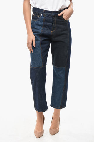 Jeans a Gamba Diritta con Design Patchwork 21cm
