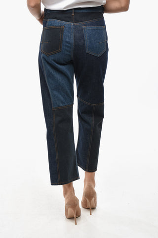 Jeans a Gamba Diritta con Design Patchwork 21cm