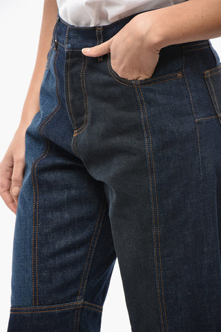 Jeans a Gamba Diritta con Design Patchwork 21cm