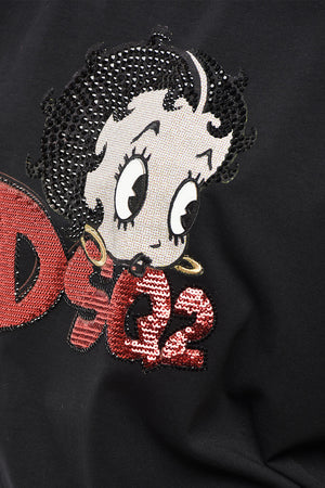 Crewneck T-Shirt BETTY BOOP with Embroidery and Sequins
