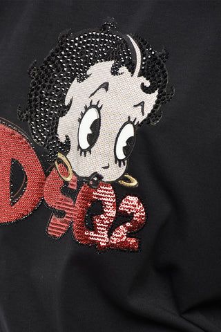 Crewneck T-Shirt BETTY BOOP with Embroidery and Sequins