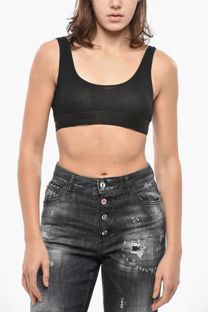 Cotton-Blend Bra with Logo Elastic