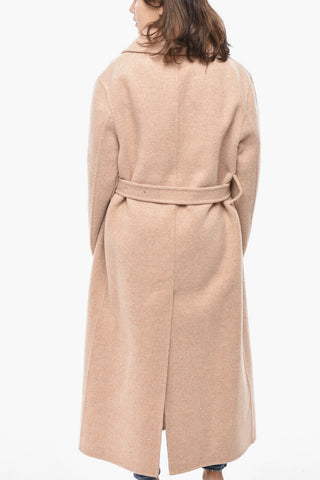 Unlined Virgin Wool Coat with Belt