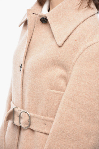 Unlined Virgin Wool Coat with Belt