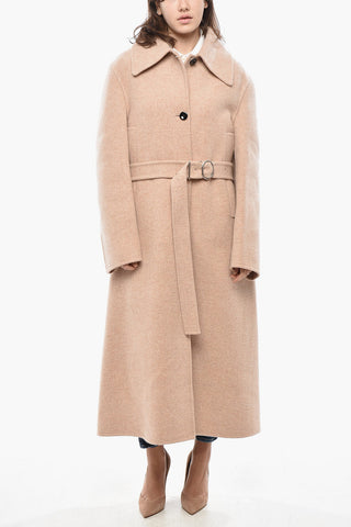Unlined Virgin Wool Coat with Belt