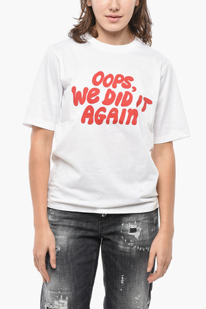 Crewneck T-Shirt OPS WE DID IT AGAIN Solid With Contrast Print