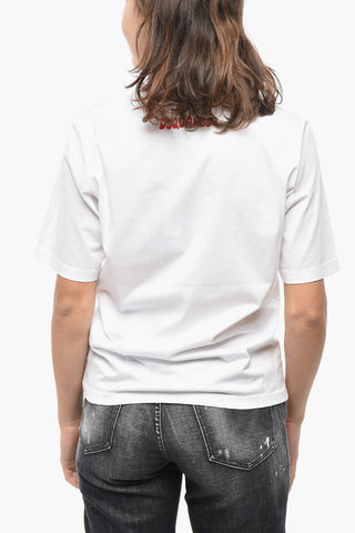 T-shirt Girocollo OPS WE DID IT AGAIN in Tinta Unita con Stampa a Contrasto