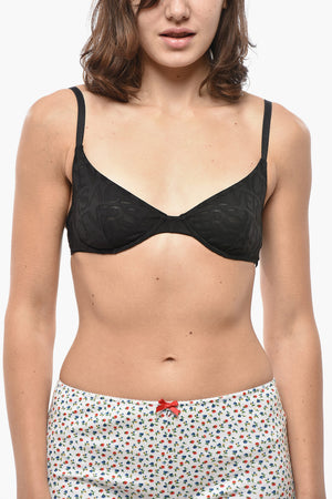 Perforated Fabric Bra with Monogram Pattern