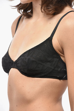 Perforated Fabric Bra with Monogram Pattern