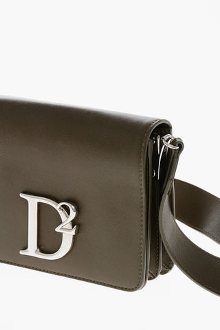 Borsa a Tracolla in Pelle con Monogram in Metallo Argentato