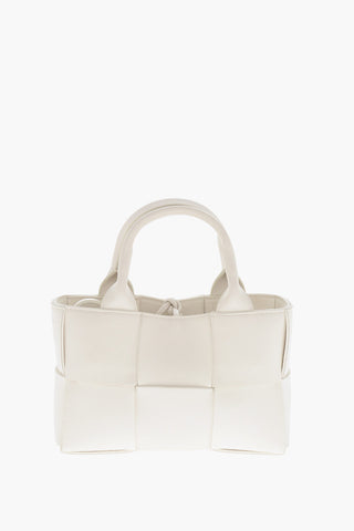 Woven Leather Mini Tote Bag with Removable Strap