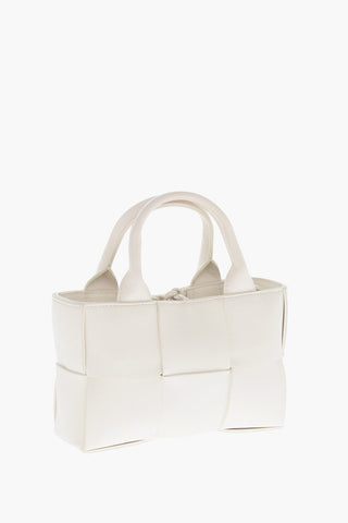 Woven Leather Mini Tote Bag with Removable Strap