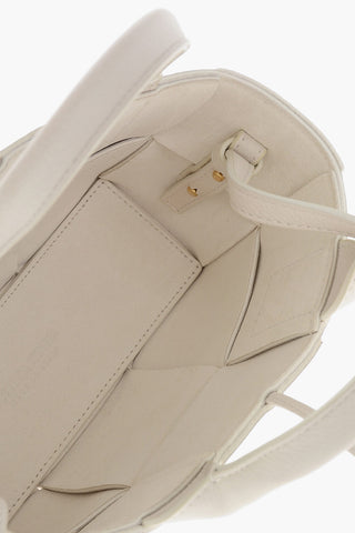 Woven Leather Mini Tote Bag with Removable Strap