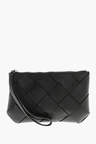 Pouch in Pelle intrecciata con Zip