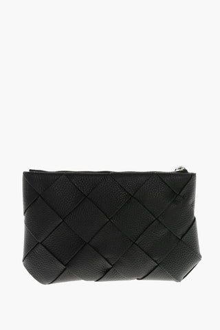 Pouch in Pelle intrecciata con Zip