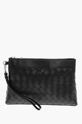 Woven Leather Pouch with Zip
