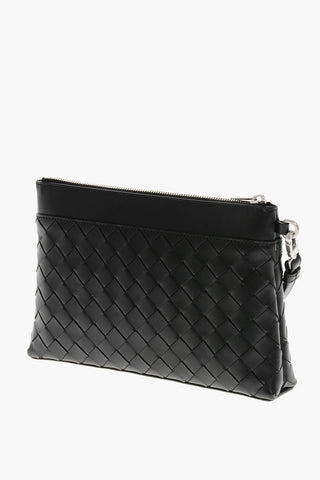 Woven Leather Pouch with Zip