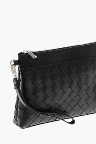 Woven Leather Pouch with Zip