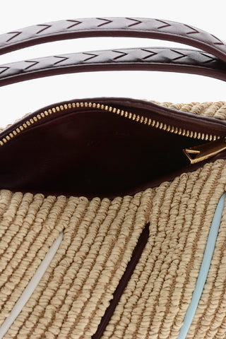 Raffia-Handtasche mit Lederbesätzen