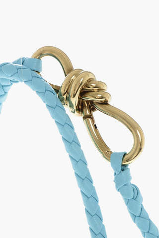Braided Leather Tote Bag with Golden Effect Detail