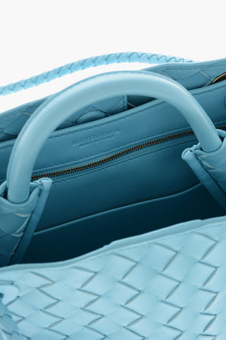 Braided Leather Tote Bag with Golden Effect Detail
