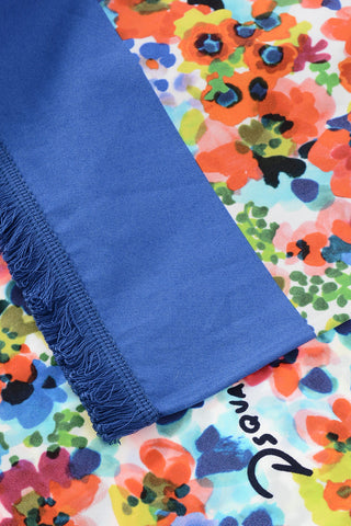 Lightweight Cotton Beach Towel with Floral Pattern