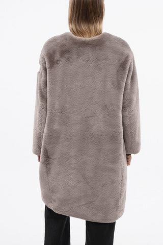 Eco-Fur Jacket TAMIL with Gold-Effect Zip