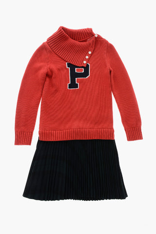 Double Fabric Dress with Pleated