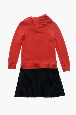 Double Fabric Dress with Pleated