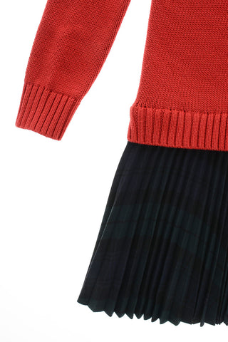 Double Fabric Dress with Pleated