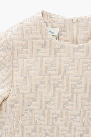 Zweifarbiges Trapez-Kleid mit metallisiertem Monogramm