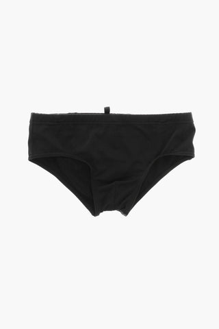 ICON Solid-Color Swim Brief with Contrasting Print