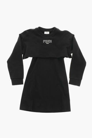 Vestito a Tinta Unita con Logo in Rilievo 